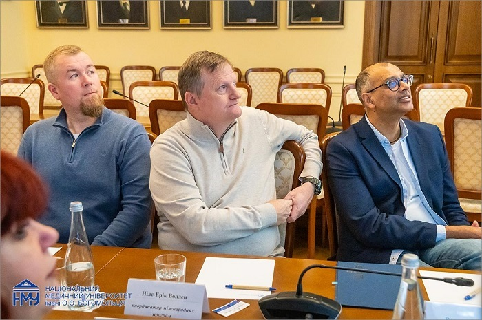 Roger Santokhie, Nils-Erik Volden and Trond Erik Berg from KBT Vocational College at the meeting in Kyiv